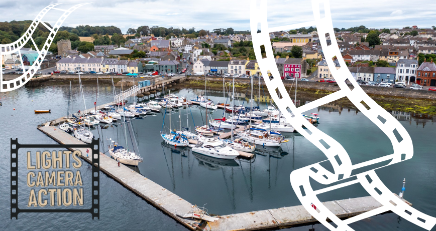 Image of Portaferry with film emblems